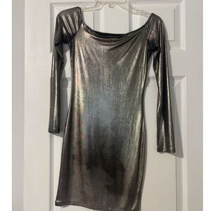 Long Sleeves Metallic Dress